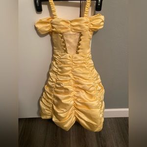Trish Scully princess Charlotte dress gown yellow satin beautiful off shoulder 2